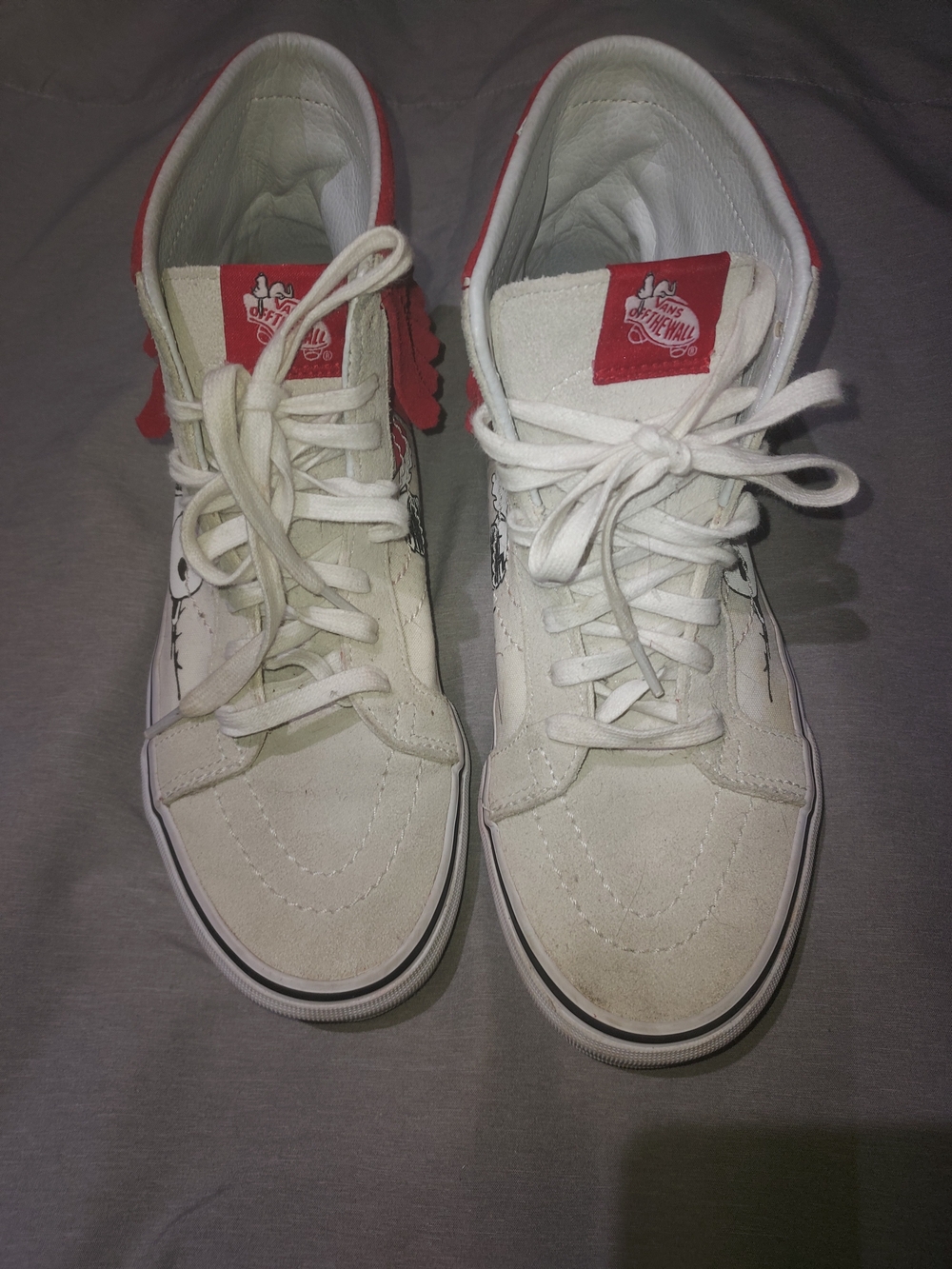 Vans Men’s White and Red Sk8-Hi Sneakers